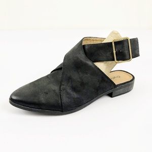 QUPID BLack Slingback Open Heel Mules